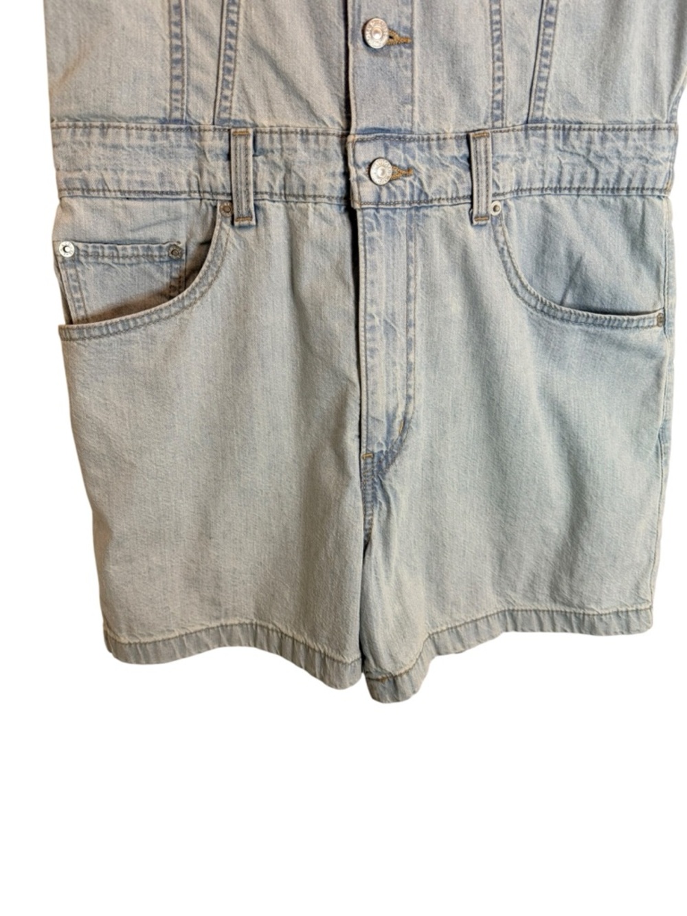 NWT Levi’s Denim Romper Jumpsuit Light Wash Utility Short Sleeve Size S - Picture 6 of 10